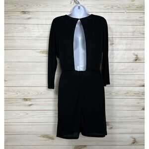 Zara Trafaluc Black Long Sleeve Mini Dress Size XS Scoop Neck Keyhole Back